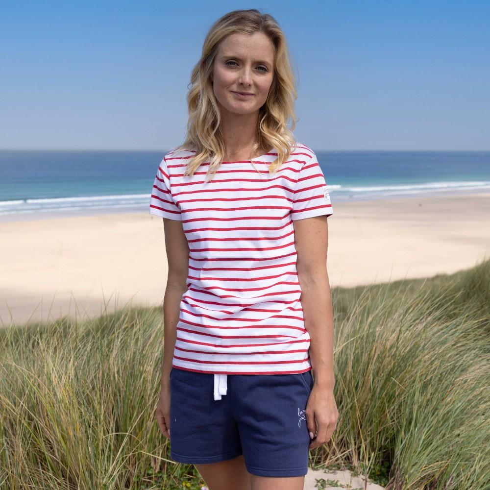 Red - Front - Lazy Jacks Womens-Ladies Breton Top