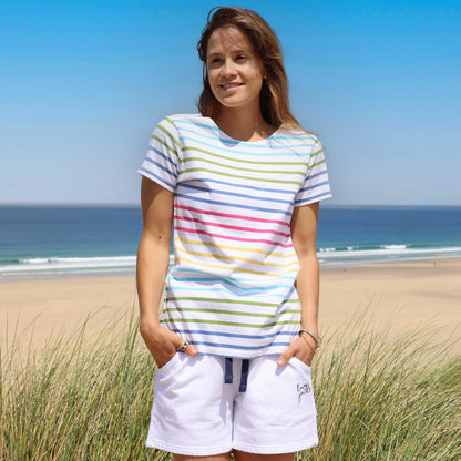 Rainbow - Back - Lazy Jacks Womens-Ladies Breton Top