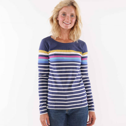 Prism Dusty Blue - Back - Lazy Jacks Womens-Ladies Striped Breton Top