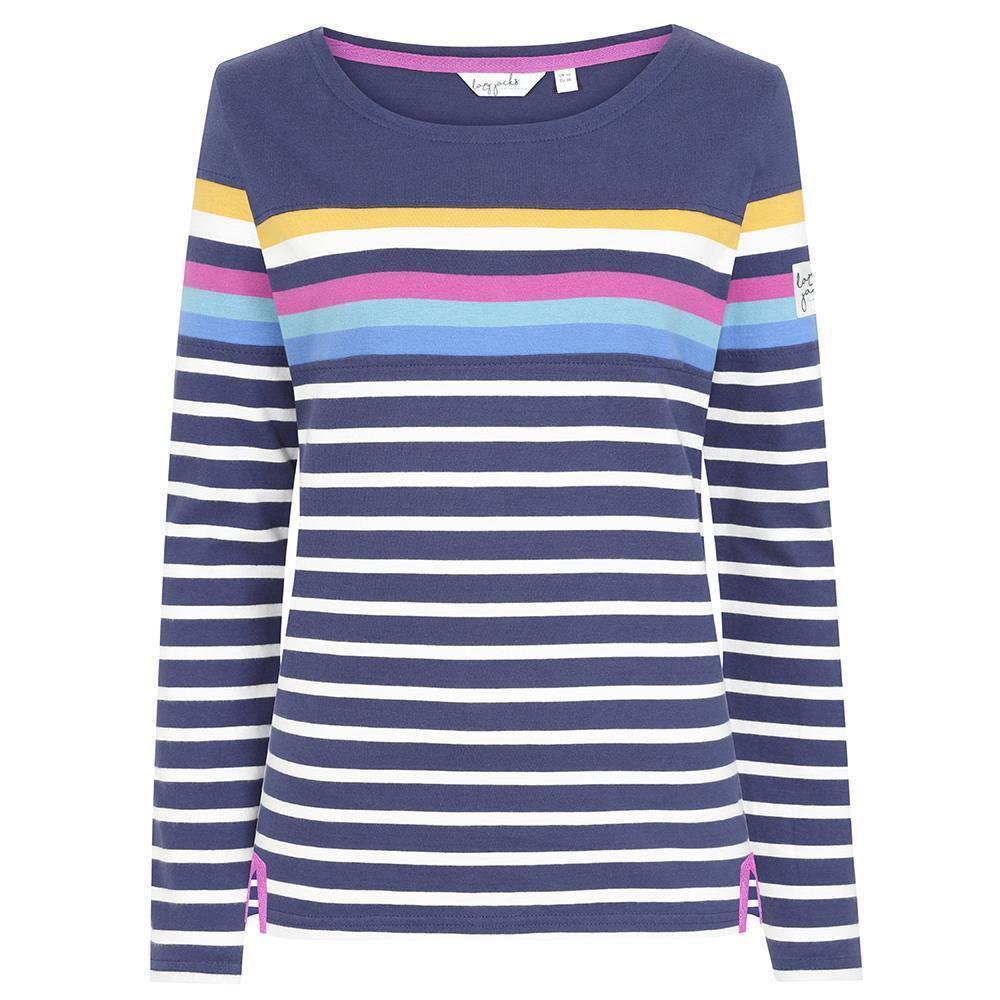 Prism Dusty Blue - Close up - Lazy Jacks Womens-Ladies Striped Breton Top