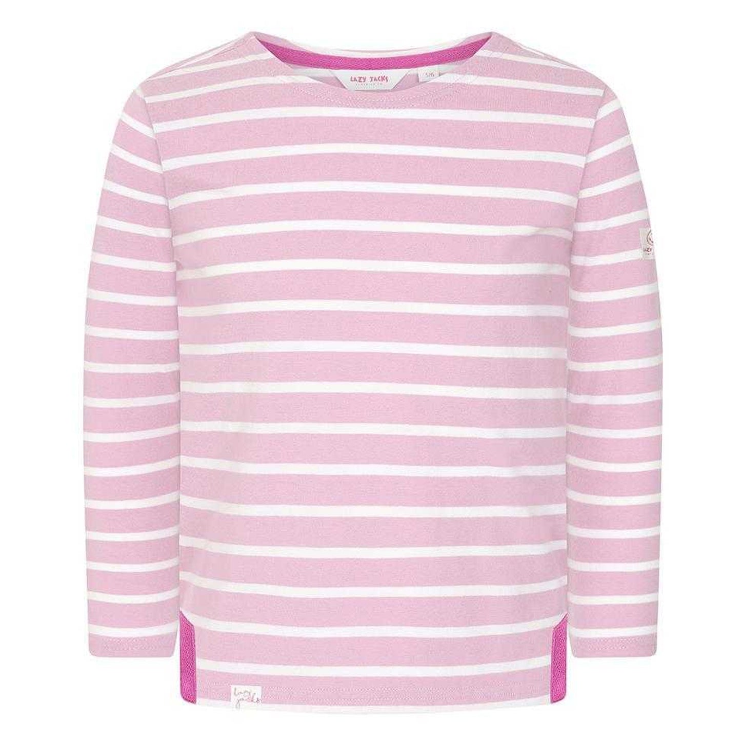 Pink - Front - Lazy Jacks Girls Breton Top