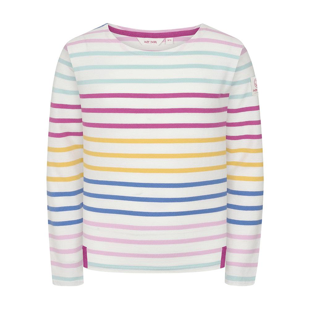 Rainbow - Front - Lazy Jacks Girls Breton Top