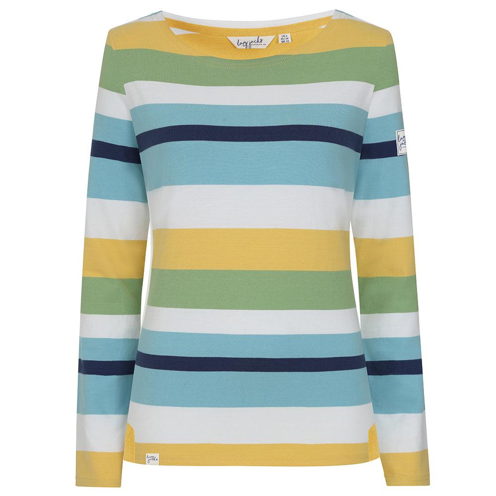 Green - Front - Lazy Jacks Womens-Ladies Breton Top