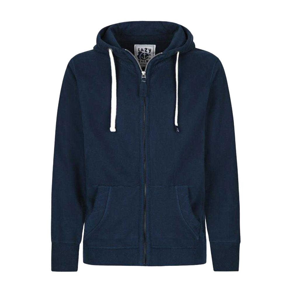 Marine - Front - Lazy Jacks Mens Drawstring Full Zip Hoodie