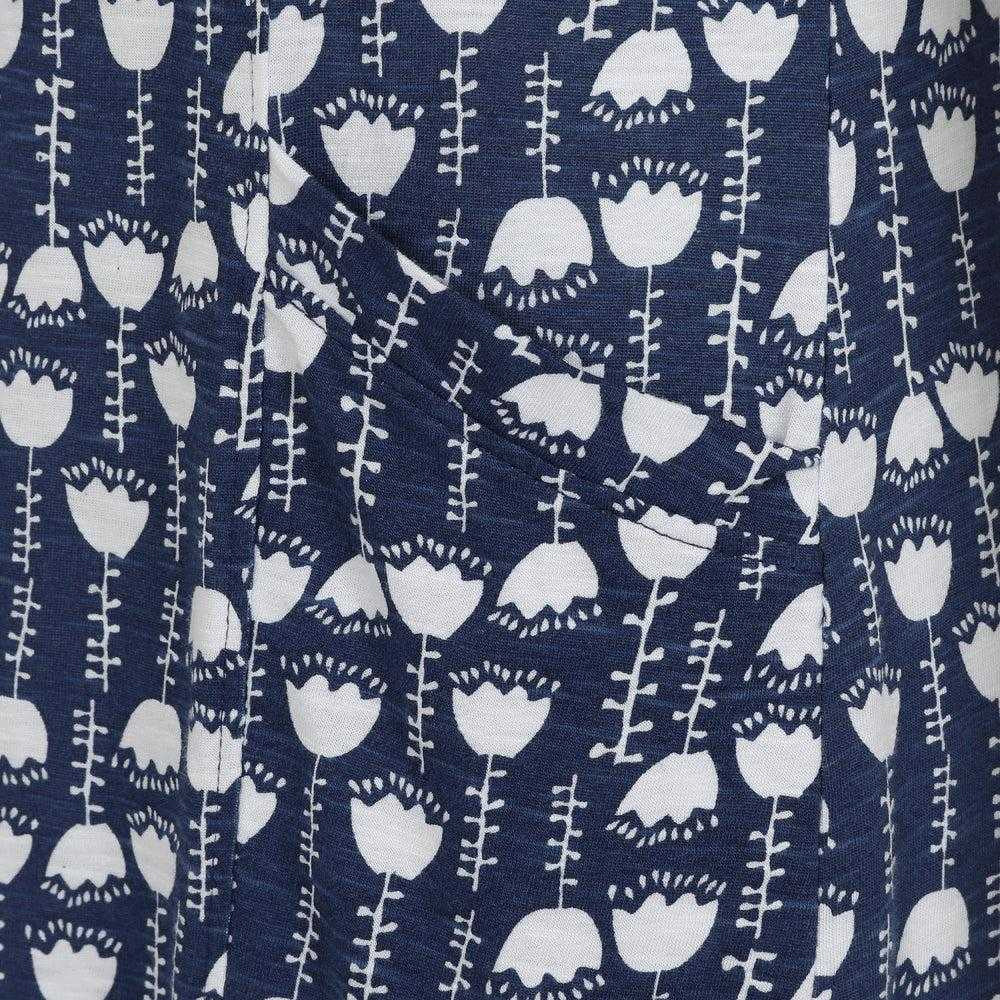 Blue-White - Side - Lazy Jacks Womens-Ladies Seedling V Neck Short-Sleeved Dress
