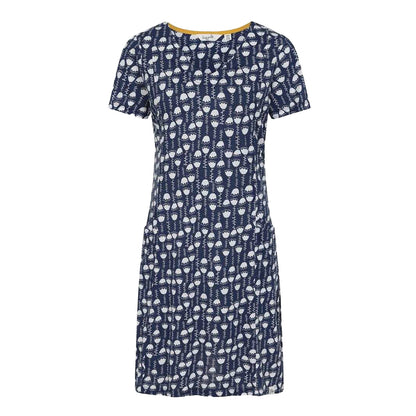 Blue-White - Front - Lazy Jacks Womens-Ladies Seedling V Neck Short-Sleeved Dress