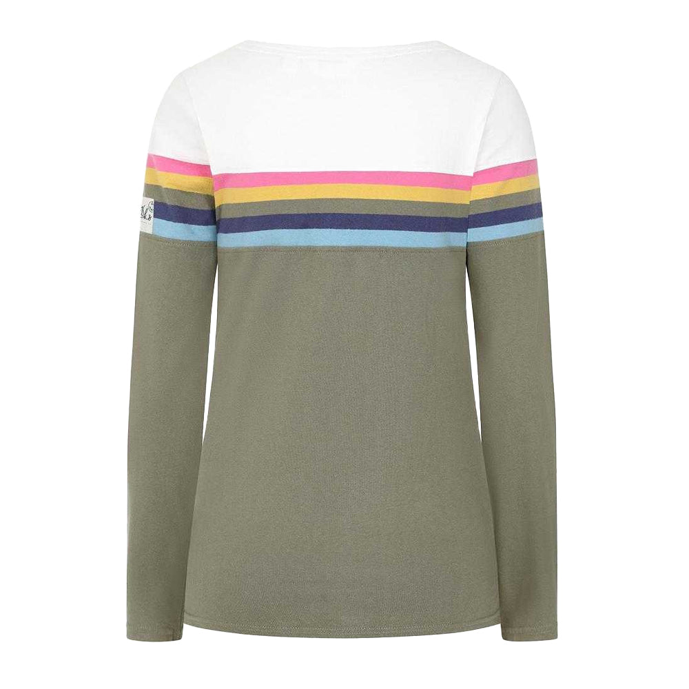 Khaki - Back - Lazy Jacks Womens-Ladies Multi Stripe Breton Top