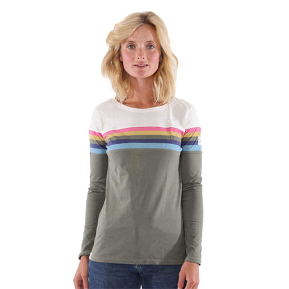 Khaki - Lifestyle - Lazy Jacks Womens-Ladies Multi Stripe Breton Top
