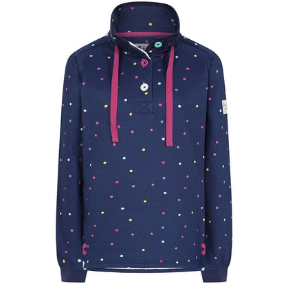 Twilight - Front - Lazy Jacks Womens-Ladies Polka Dot Button Neck Sweatshirt