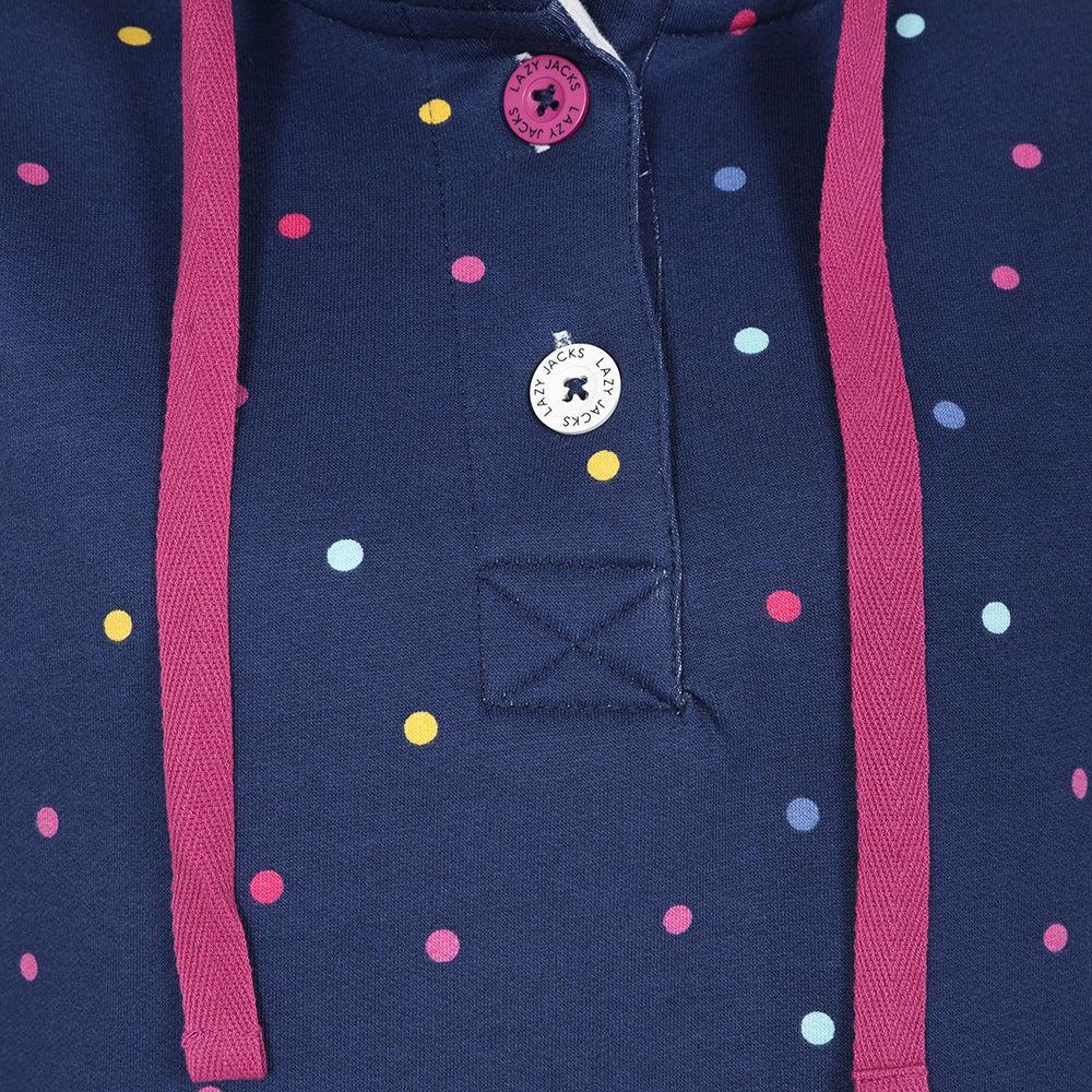 Twilight - Side - Lazy Jacks Womens-Ladies Polka Dot Button Neck Sweatshirt