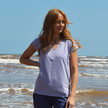 Lilac - Back - Lazy Jacks Womens-Ladies V Neck T-Shirt