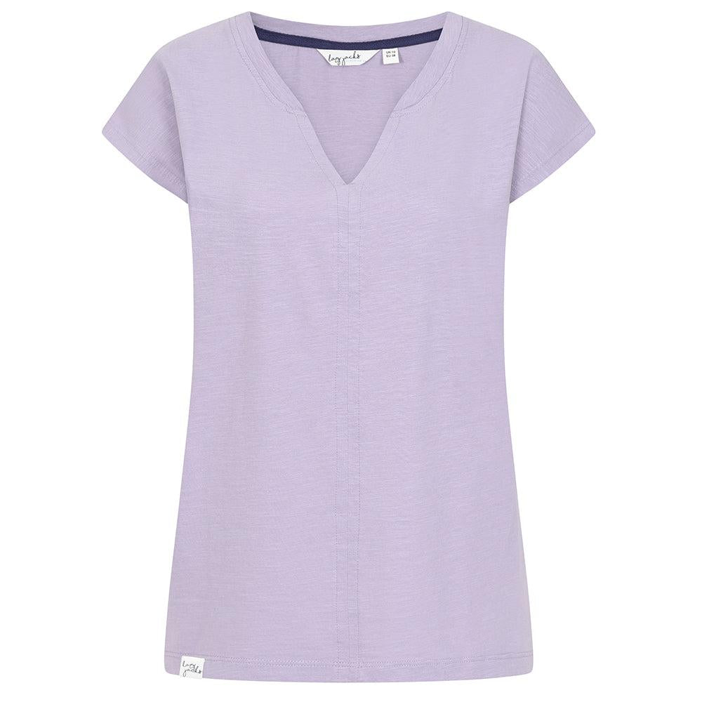 Lilac - Front - Lazy Jacks Womens-Ladies V Neck T-Shirt
