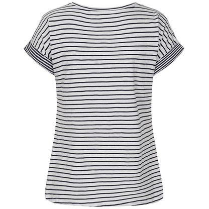White - Side - Lazy Jacks Womens-Ladies Striped Rolled Sleeves T-Shirt