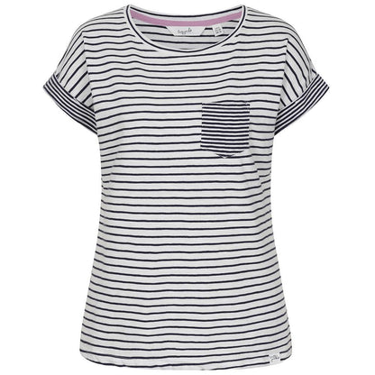 White - Front - Lazy Jacks Womens-Ladies Striped Rolled Sleeves T-Shirt