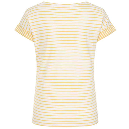 Lemon - Side - Lazy Jacks Womens-Ladies Striped Rolled Sleeves T-Shirt