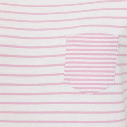 Pink - Back - Lazy Jacks Womens-Ladies Striped Rolled Sleeves T-Shirt