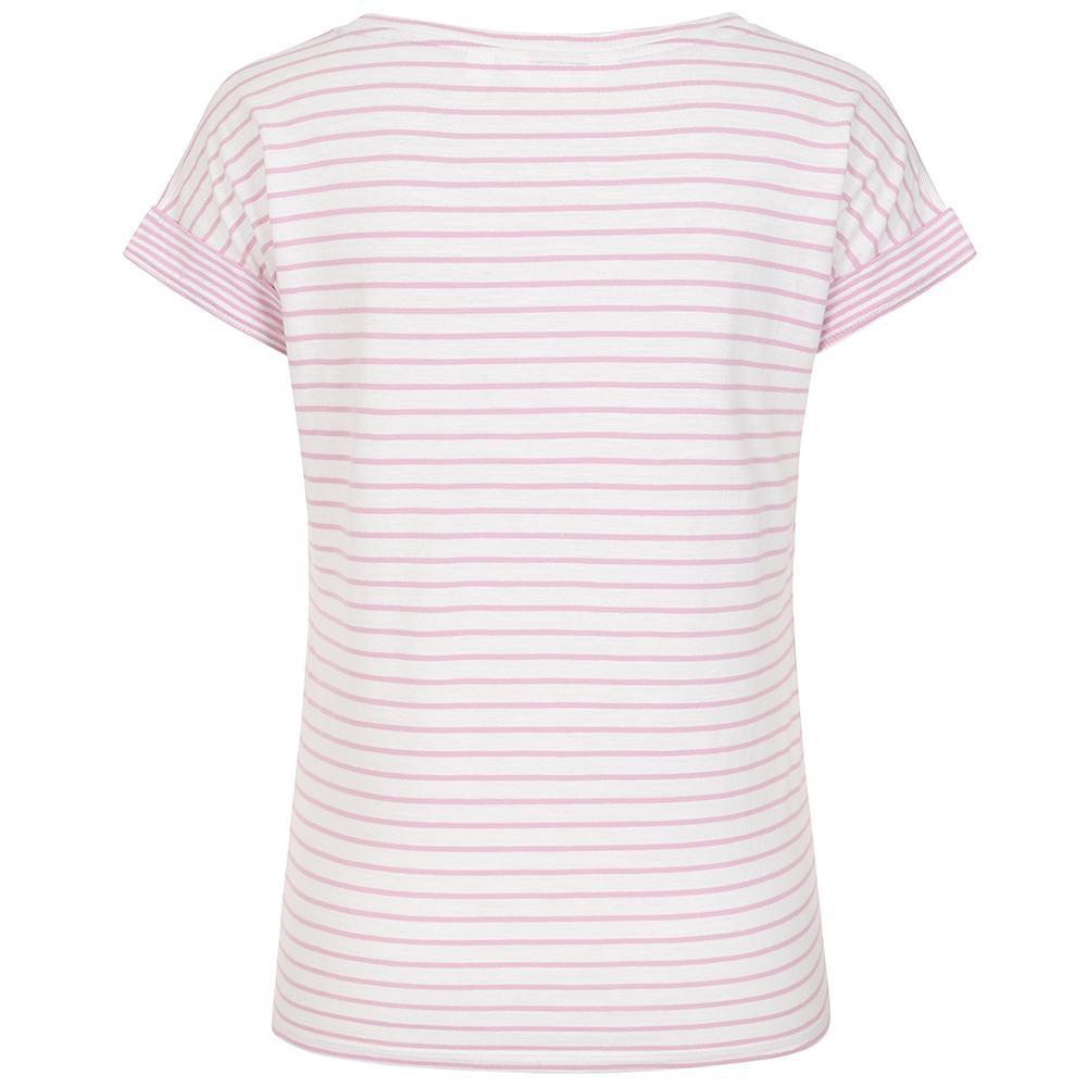 Pink - Side - Lazy Jacks Womens-Ladies Striped Rolled Sleeves T-Shirt