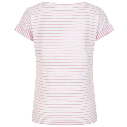 Pink - Side - Lazy Jacks Womens-Ladies Striped Rolled Sleeves T-Shirt