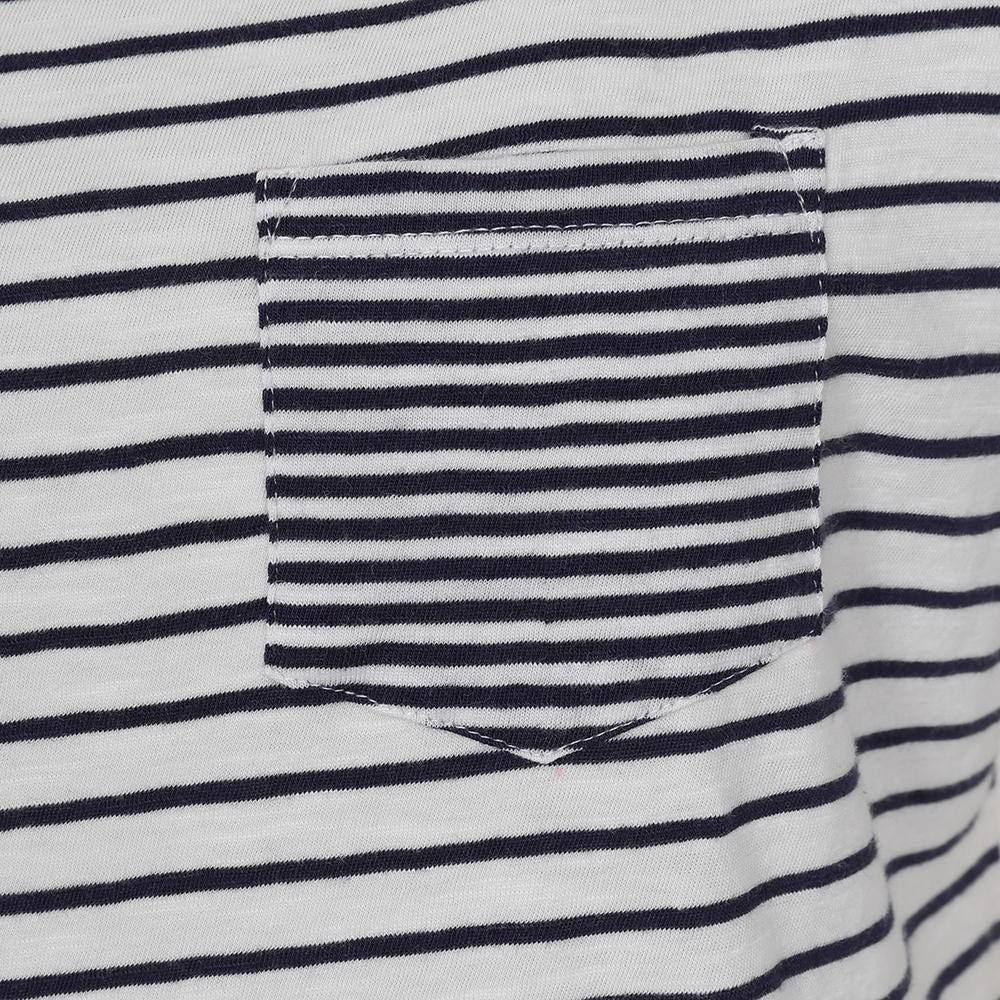 White - Back - Lazy Jacks Womens-Ladies Striped Rolled Sleeves T-Shirt