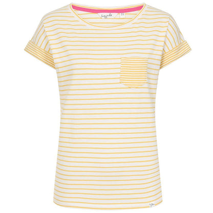 Lemon - Front - Lazy Jacks Womens-Ladies Striped Rolled Sleeves T-Shirt