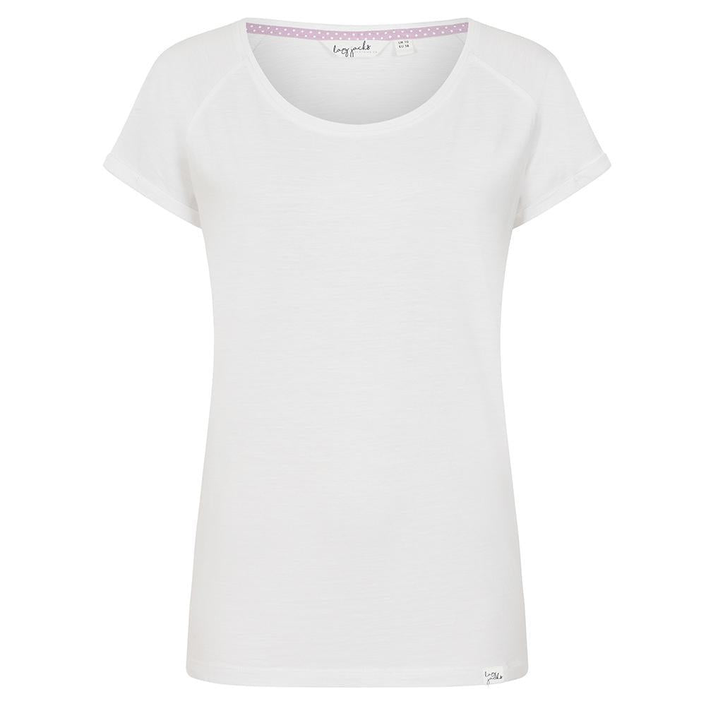 White - Front - Lazy Jacks Womens-Ladies Rolled Sleeves T-Shirt