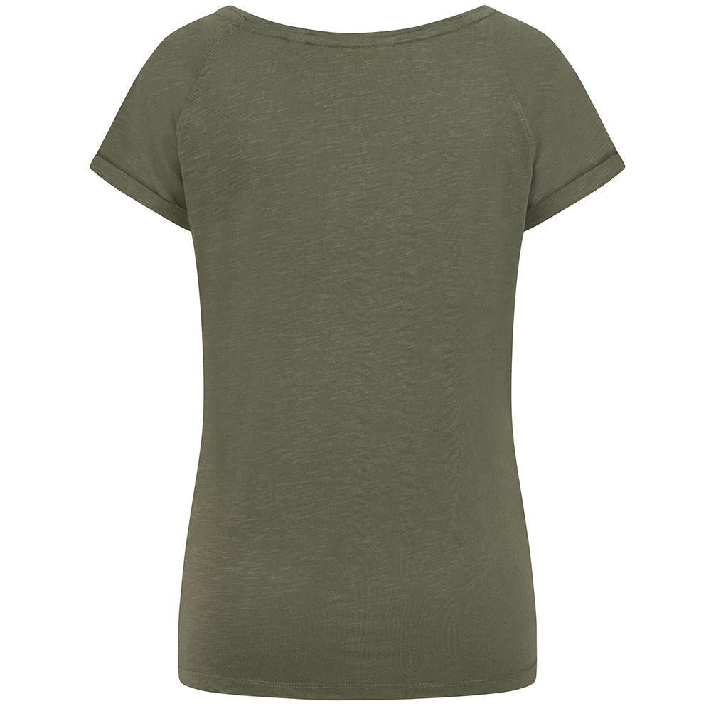 Khaki - Side - Lazy Jacks Womens-Ladies Rolled Sleeves T-Shirt
