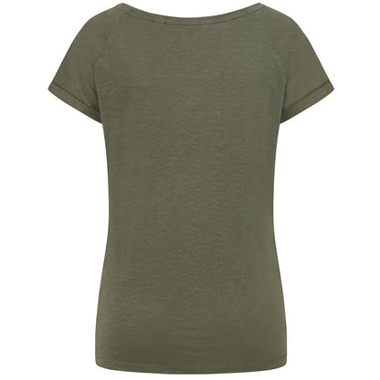 Khaki - Side - Lazy Jacks Womens-Ladies Rolled Sleeves T-Shirt