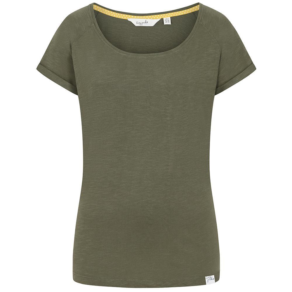 Khaki - Front - Lazy Jacks Womens-Ladies Rolled Sleeves T-Shirt