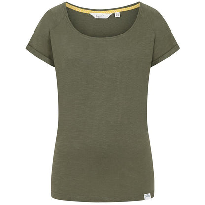 Khaki - Front - Lazy Jacks Womens-Ladies Rolled Sleeves T-Shirt