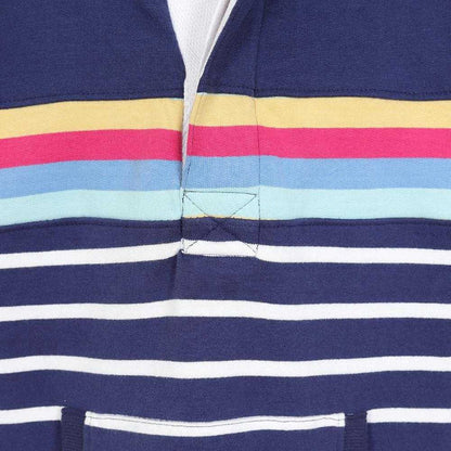 Prism Dusty Blue - Side - Lazy Jacks Girls Contrast Striped Hoodie