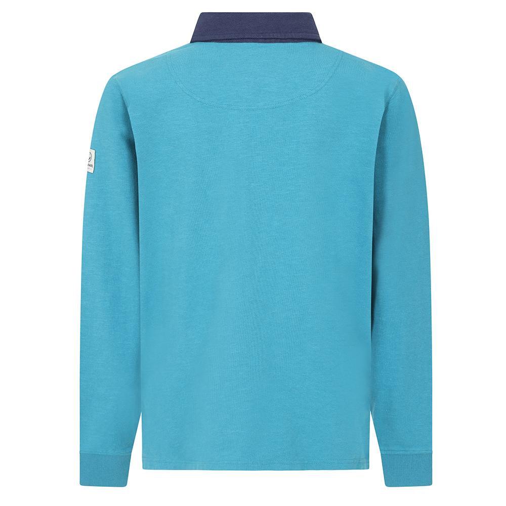 Teal - Back - Lazy Jacks Boys Contrast Collar Rugby Shirt