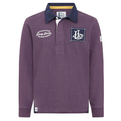 Grape - Front - Lazy Jacks Boys Contrast Collar Rugby Shirt