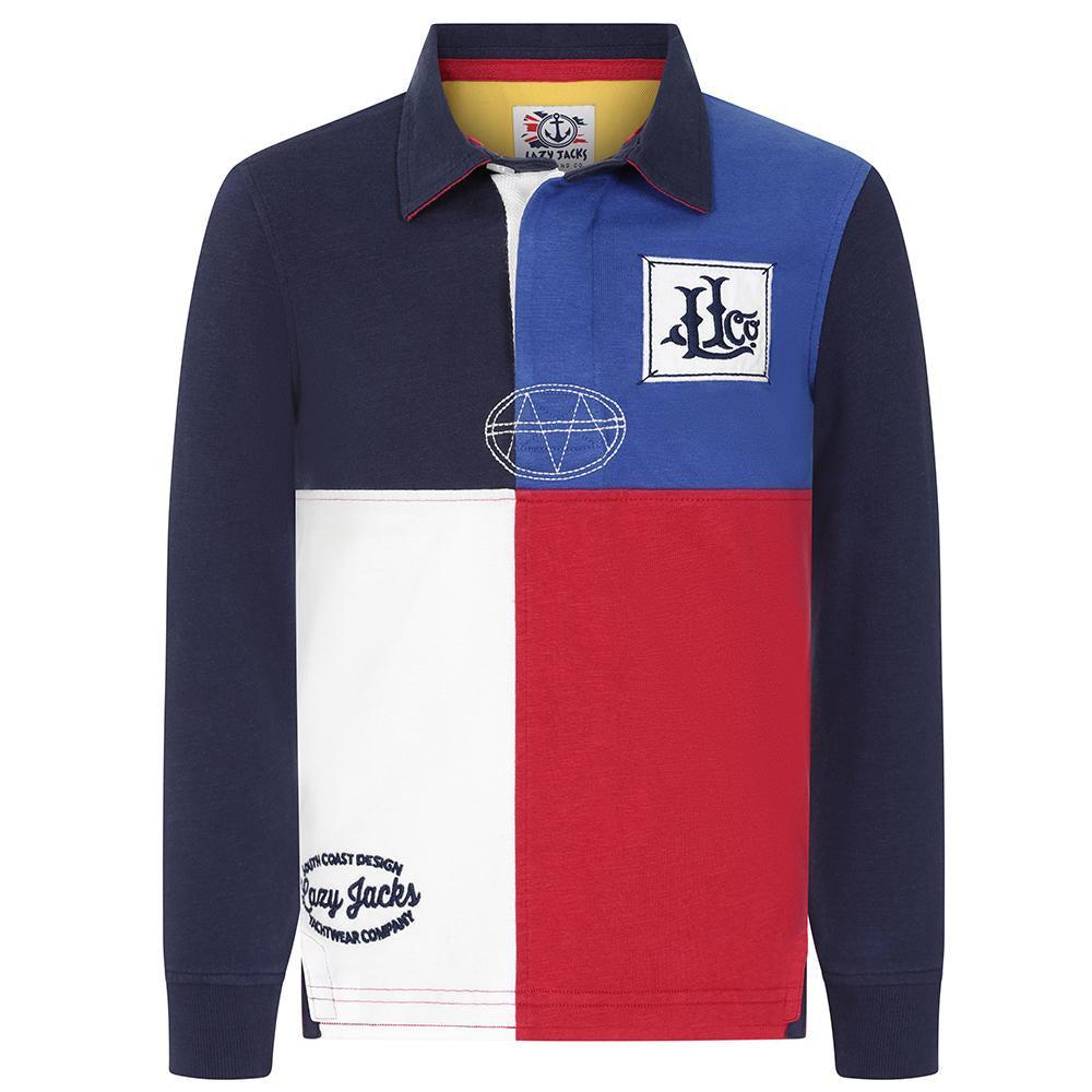 Rouge - Front - Lazy Jacks Boys Colour Block Rugby Shirt