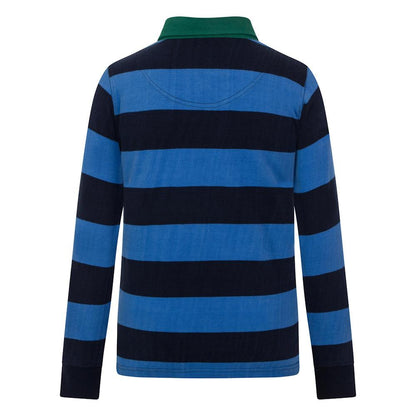 Deep Sea-Black - Side - Lazy Jacks Boys Contrast Striped Rugby Shirt