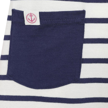 Prism Pink-Blue - Back - Lazy Jacks Girls Striped Jersey Long-Sleeved Dress
