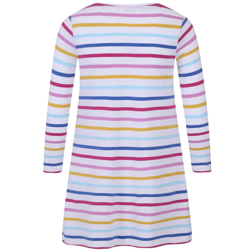 Multicoloured - Back - Lazy Jacks Girls Striped Long-Sleeved T-Shirt Dress