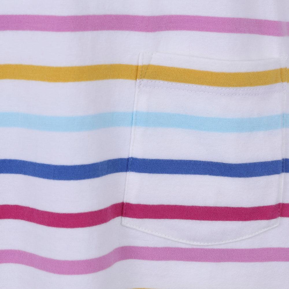 Multicoloured - Side - Lazy Jacks Girls Striped Long-Sleeved T-Shirt Dress