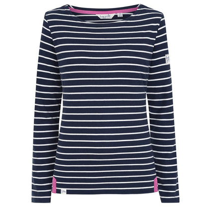 Marine - Front - Lazy Jacks Womens-Ladies Striped Breton Top