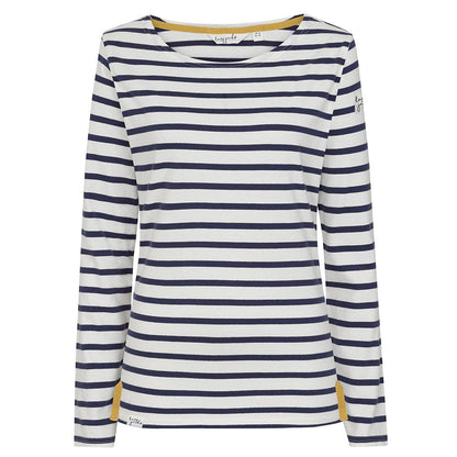 Chalk - Back - Lazy Jacks Womens-Ladies Striped Breton Top