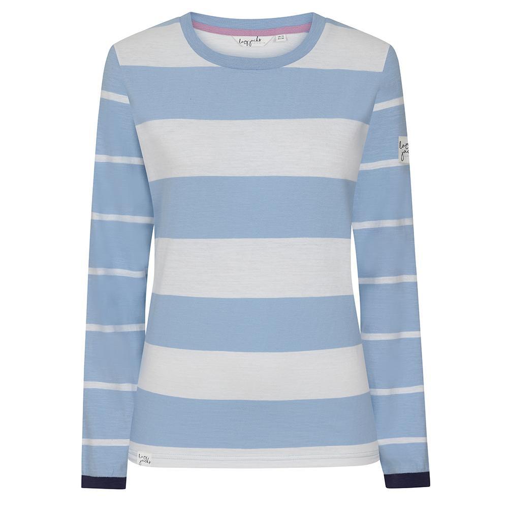 Sky - Back - Lazy Jacks Womens-Ladies Striped T-Shirt