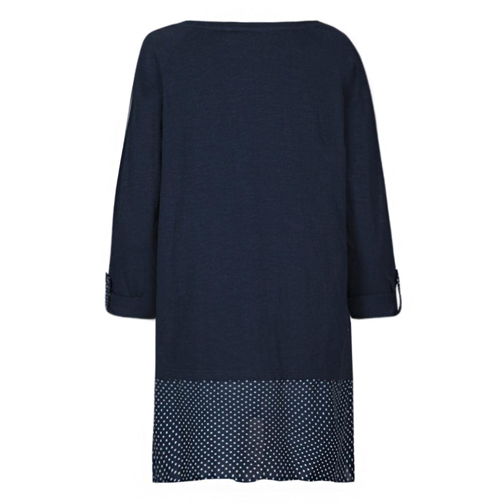 Marine - Back - Lazy Jacks Womens-Ladies Rolled Sleeves Tunic