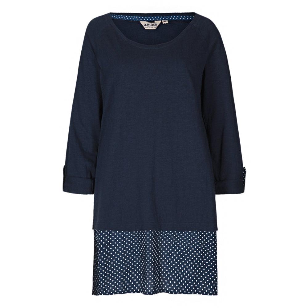 Marine - Front - Lazy Jacks Womens-Ladies Rolled Sleeves Tunic