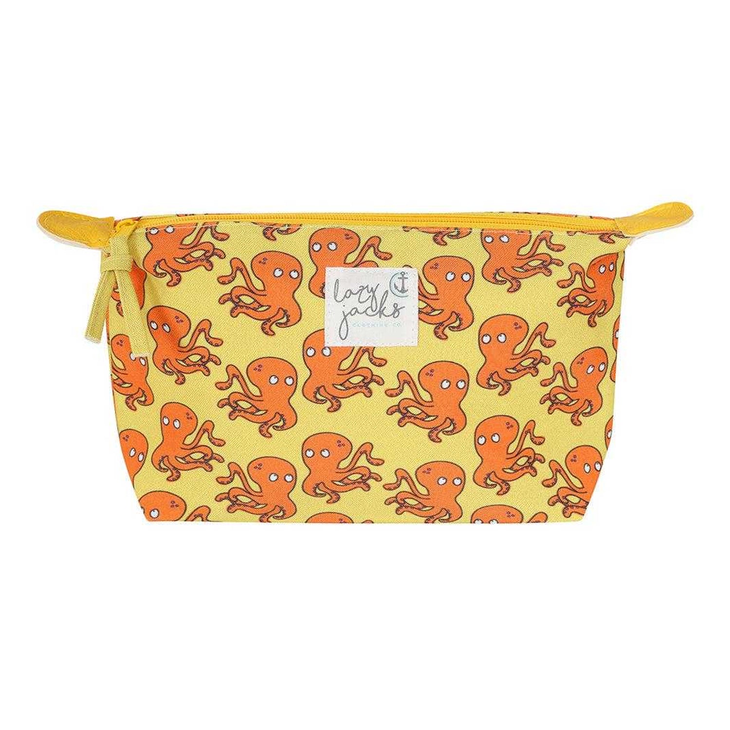 Yellow - Side - Lazy Jacks Octopus Cosmetic Bag