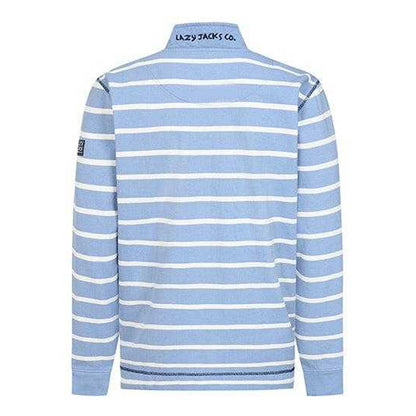 Sky - Back - Lazy Jacks Mens Striped Pique Sweatshirt
