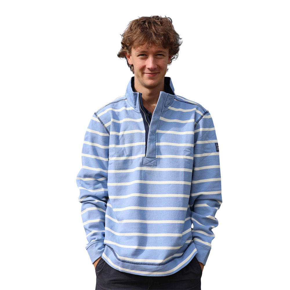 Sky - Pack Shot - Lazy Jacks Mens Striped Pique Sweatshirt