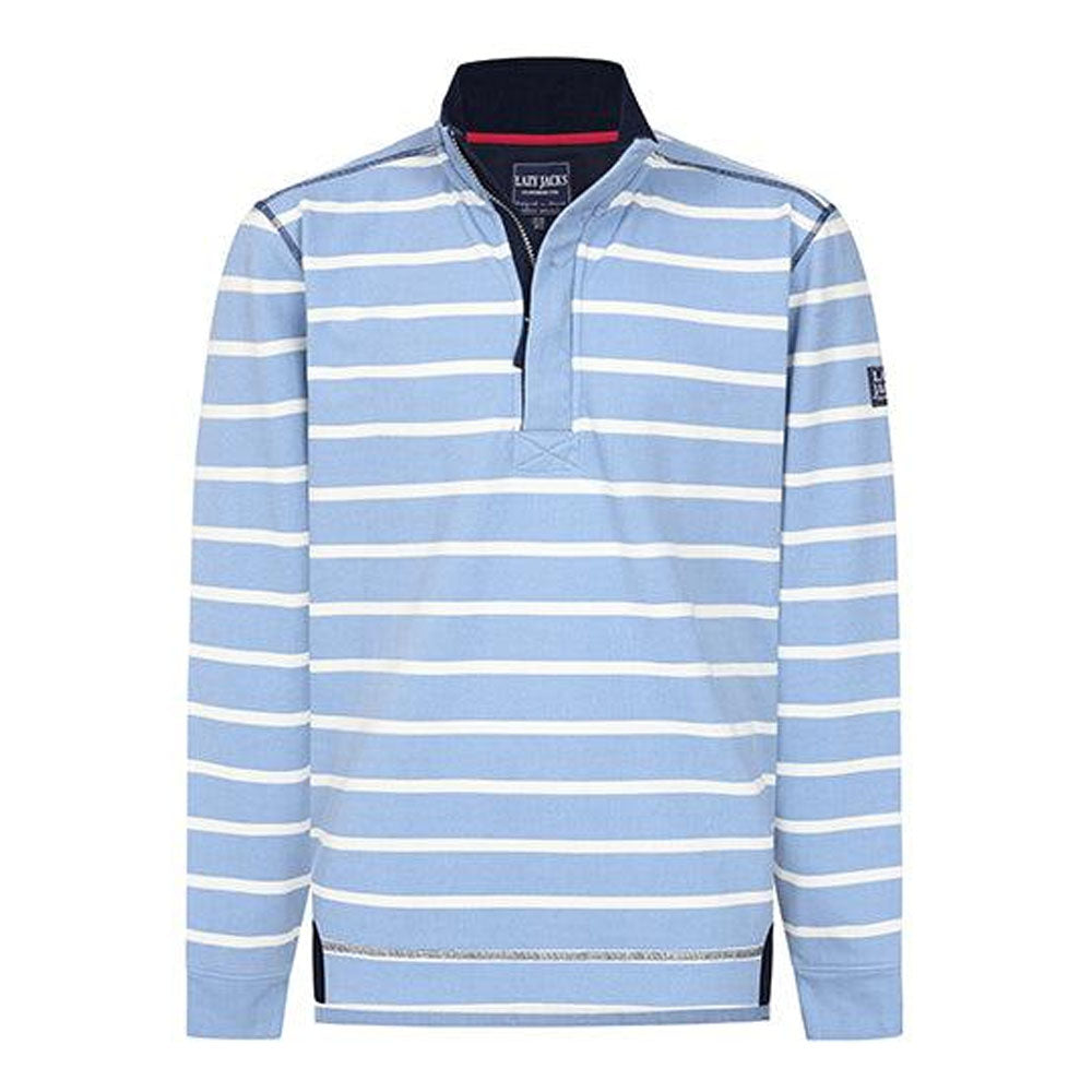 Sky - Front - Lazy Jacks Mens Striped Pique Sweatshirt