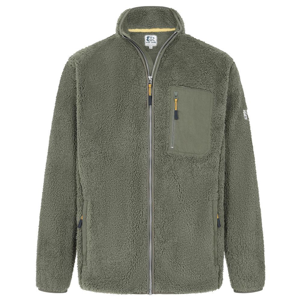 Khaki Green - Back - Lazy Jacks Mens Soft Fleece Jacket