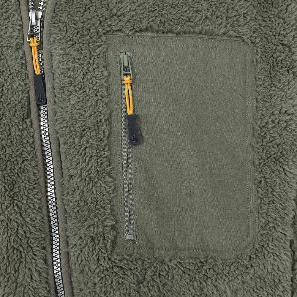 Khaki Green - Side - Lazy Jacks Mens Soft Fleece Jacket