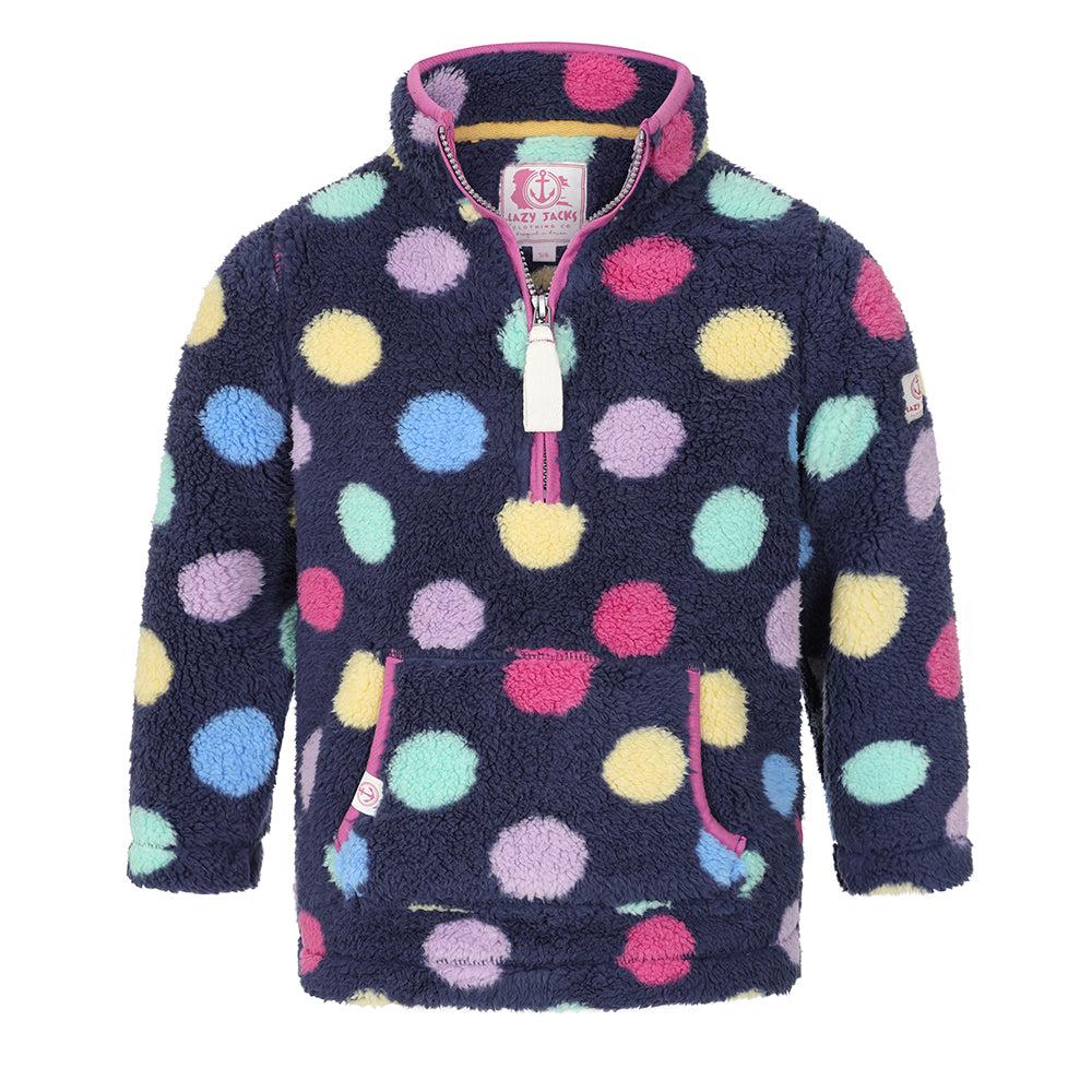 Multicoloured - Front - Lazy Jacks Girls Soft Quarter Zip Snug Fit Fleece Jacket