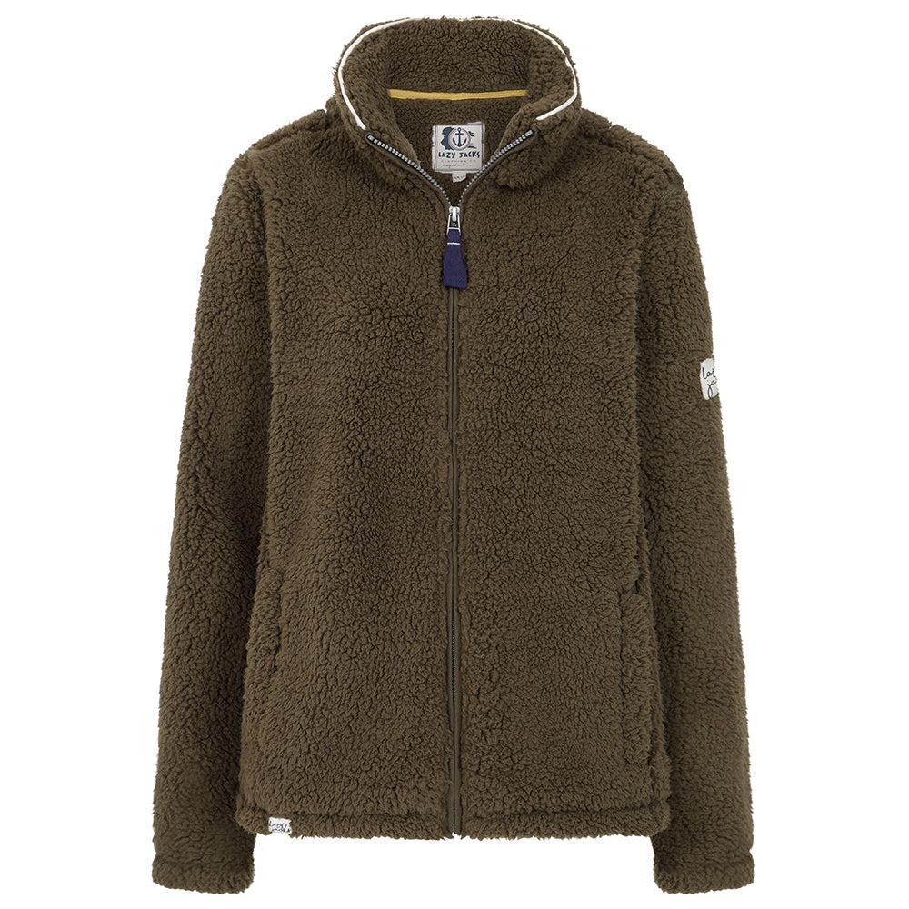 Khaki Green - Front - Lazy Jacks Womens-Ladies Full Zip Snug Fit Fleece Jacket